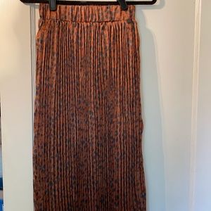 Anthropologie Pleated Animal Print Midi Skirt